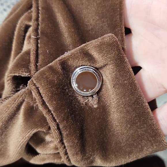 Brown Velvet Button Down Shirt - Picture 3 of 4